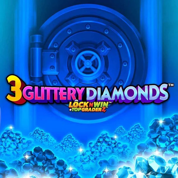 3 Glittery Diamonds slot logo by PearFiction Studios at Kaktuz Casino